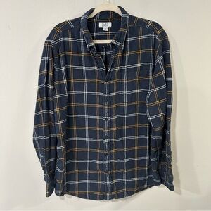 Croft & Barrow Men’s Casual Button Down Shirt Navy Blue Flannel Plaid Size XL